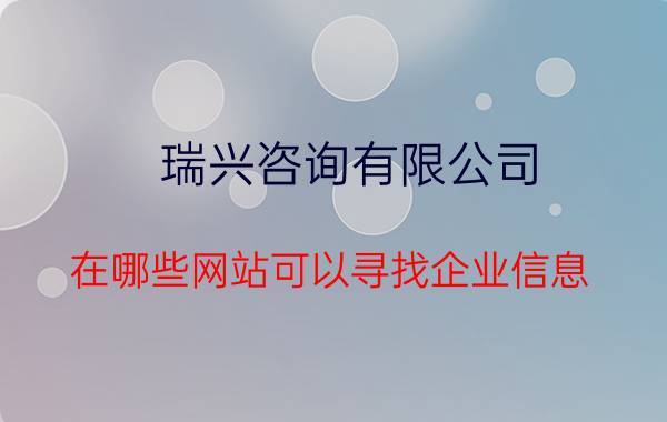 瑞兴咨询有限公司 在哪些网站可以寻找企业信息？